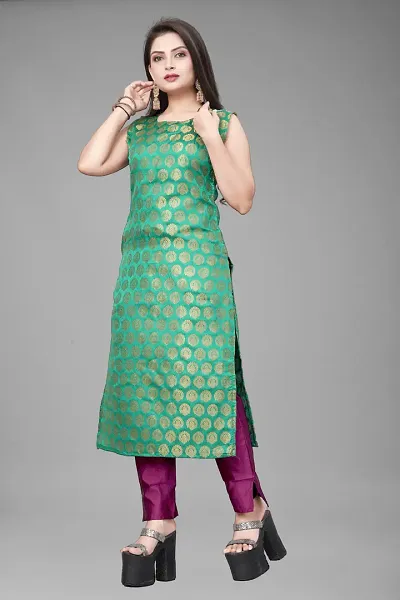 A-Line Woven Design Jacquard kurta Set