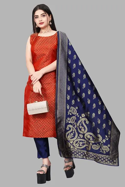 Stylish Jacquard Kurta And Pant With Dupatta Set For Women