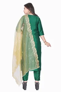 Stylish Green Silk Kurta, Bottom And Dupatta Set For Women-thumb2