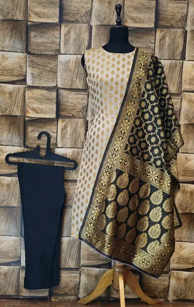 Stylish Jacquard Woven Kurta Bottom Dupatta Set