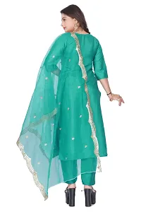 Stylish Green Silk Kurta, Bottom And Dupatta Set For Women-thumb2