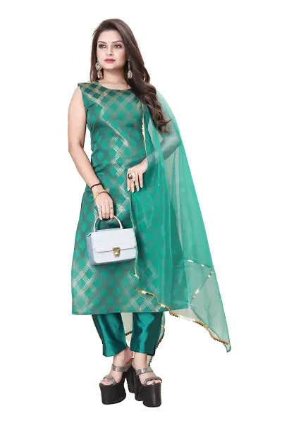 Elegant Banarasi Silk Jacquard Weave Dress Material with Dupatta For Women