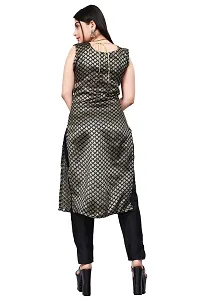 A-Line Black Woven Design Jacquard kurta Set-thumb1