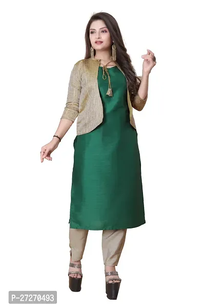 Stylish Soft Silk Kurta With Pant And Koti Set For Women-thumb0