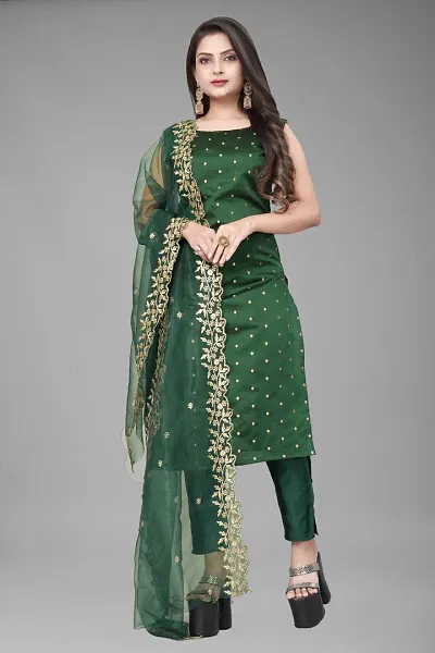 Stylish A-Line Woven Design Jacquard Kurta Set