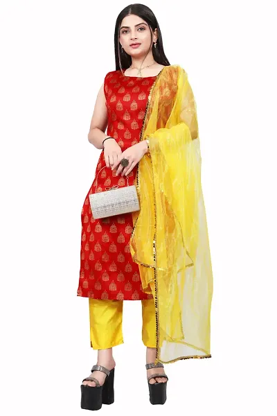 Stylish Fancy Jacquard Unstitched Dress Material Top With Bottom And Dupatta Set For Women