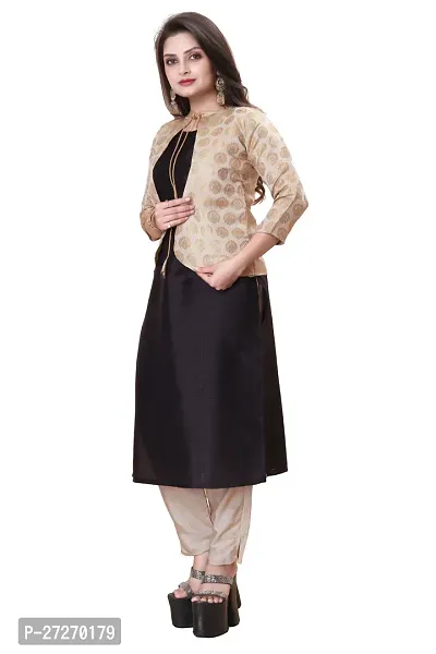 Stylish Soft Silk Kurta With Pant And Koti Set For Women-thumb0