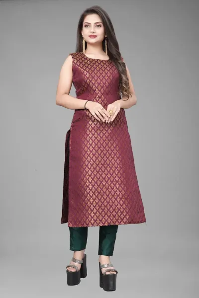 A-Line Woven Design Jacquard kurta Set