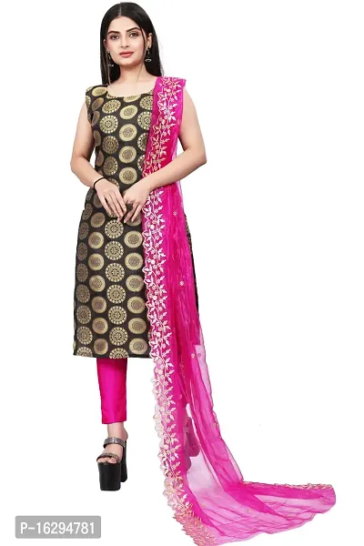 Stylish Fancy Jacquard Unstitched Dress Material Top With Bottom And Dupatta Set For Women-thumb0