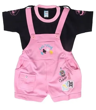 PINK COLOUR KIDS UNISEX DUNGAREE AND JUMPSUIT