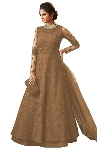 Elegant Golden Heavy Net Embroidered Gown Bottom Set with Dupatta For Women-thumb2