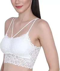 Womenrsquo;s/Girls Bra Lycra Lace Spandex Padded Wire Free Fashionable Floral Crop Tops Style Net Bralette Padded Bra - Pack of 2-thumb2