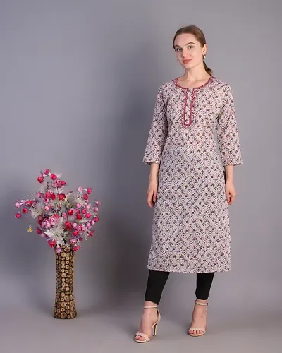 Stylish Cotton Printed Straight Kurti