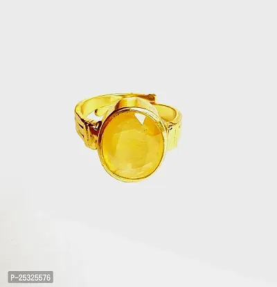 NATURAL AND CERTIFIED YELLOW SAPPHIRE GOLD PLATED ADJUSTABLE RING