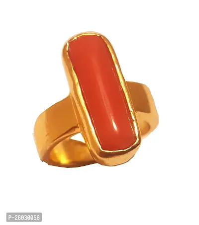 NATURAL AND CERTIFIED CORAL (MOONGA) GOLD PLATED ADJUSTABLE RING-thumb0