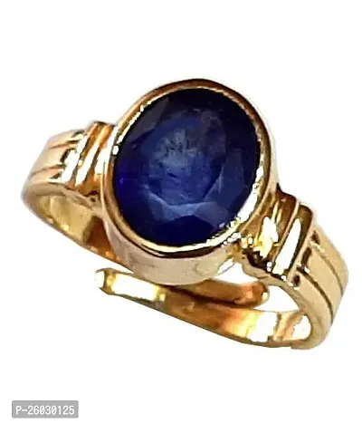 NATURAL AND CERTIFIED BLUE SAPPHIRE GOLD PLATED ADJUSTABLE RING