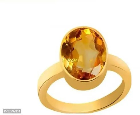 NATURAL AND CERTIFIED YELLOW CITRINE GOLD PLATED ADJUSTABLE RING