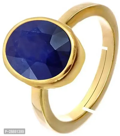 NATURAL AND CERTIFIED BLUE SAPPHIRE (NEELAM) GOLD PLATED ADJUSTABLE RING-thumb0