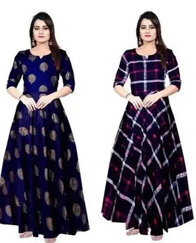 Women Stylish Rayon Slub Anarkali Kurta