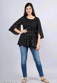 Elegant Black Rayon Self Design Top For Women-thumb1