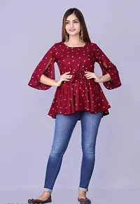 Elegant Red Rayon Self Design Top For Women-thumb1