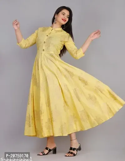 Women Stylish Rayon Slub Anarkali Kurta-thumb2