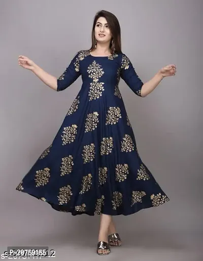 Women Stylish Rayon Slub Anarkali Kurta-thumb4