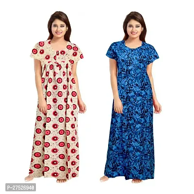 Stunning Cotton Printed Nighty Combo For Women Pack Of 2