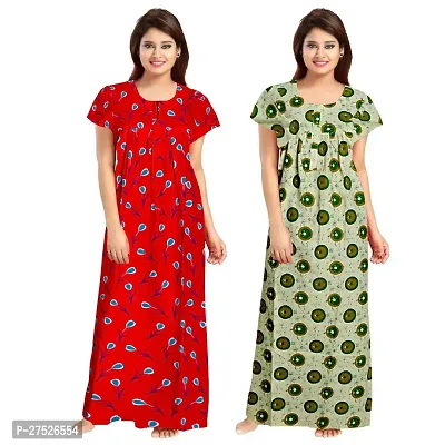 Stunning Cotton Printed Nighty Combo For Women Pack Of 2