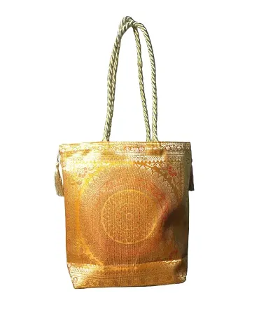 Indian Handmade Multi Purpose Handbag For Women Ethnic Stylish Banarasi Brocade Silk Shoulder Bag Traditional