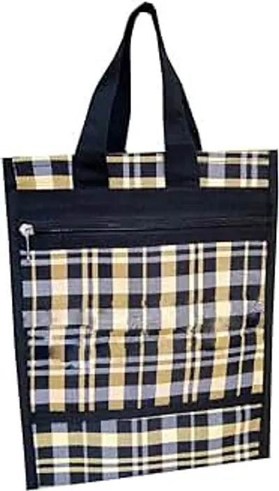 Stylish Jute Checked Tote Bags For Women