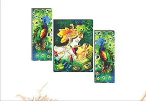 Radha Krishna with Peacock 12X18 Inch MDF Wall Art Painting-thumb1