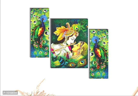 Radha Krishna with Peacock 12X18 Inch MDF Wall Art Painting-thumb2