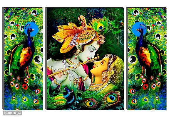 Radha Krishna with Peacock 12X18 Inch MDF Wall Art Painting-thumb0
