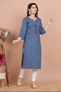 M. D. Garments Women's Cotton Front Neck Design  Printed Straight Kurta for Women  Girls-thumb1