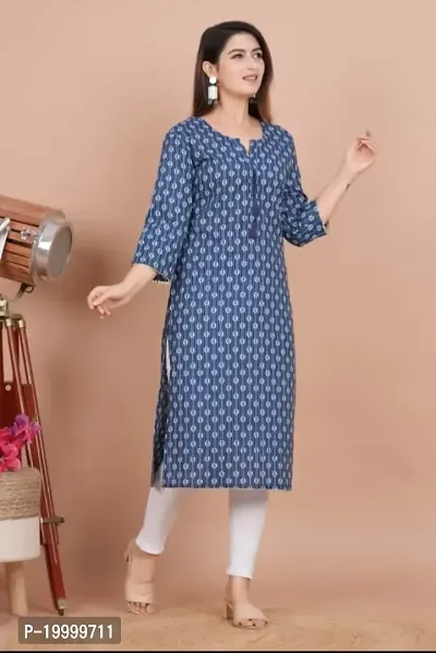 M. D. Garments Women's Cotton Front Neck Design  Printed Straight Kurta for Women  Girls-thumb2