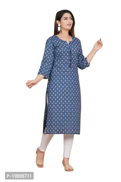 M. D. Garments Women's Cotton Front Neck Design  Printed Straight Kurta for Women  Girls