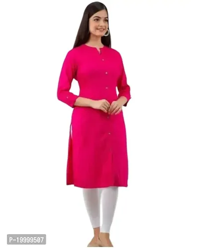 M. D. Garments? Stylish Solid Plain Rayon Straight Casual wear Kurtis with 3/4th Sleeves for Women's-thumb0