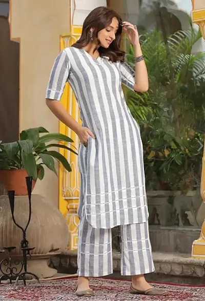 Women's Blend Straight Kurta with Pant