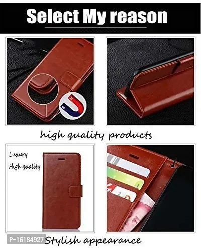 Mobcure Genuine Leather Finish Flip Cover Back Case for IQOO Z6 Lite 5G|Inbuilt Stand  Inside Pockets| Wallet Style | Magnet Closure - Brown-thumb5