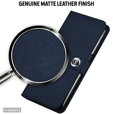 Mobcure Genuine Leather Finish Flip Back Cover Case | Inbuilt Pockets  Stand | Wallet Style | Designer Tich Button Magnet Case for Vivo V20 Pro - Navy Blue-thumb3