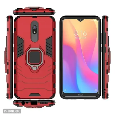 Mobcure D5 Kickstand Heavy Duty Shockproof Armour Rugged Back Case Cover for Xiaomi Redmi 8 with Finger Ring Holder (Red)