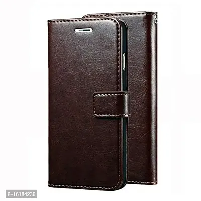 Mobcure Leather Wallet Flip Book Cover Case for Redmi Note 9 Pro - (Coffee)