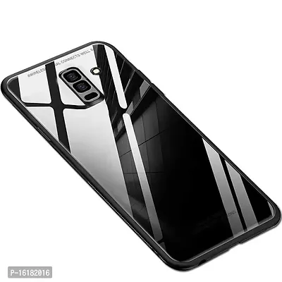 Mobcure Case Anti-Scratch Tempered Glass Back Cover TPU Frame Hybrid Shell Slim Case Anti-Drop for Samsung Galaxy A6 Plus - Black
