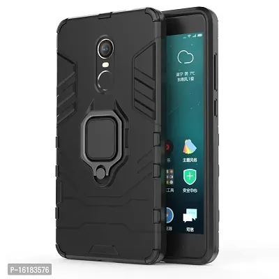 Mobcure D5 Kickstand Heavy Duty Shockproof Armour Rugged Back Case Cover for Xiaomi Redmi Note 5 with Finger Ring Holder (Black)