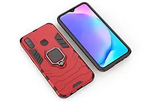 Mobcure D5 Kickstand Heavy Duty Shockproof Armour Rugged Back Case Cover for Realme 3 with Finger Ring Holder (Red)-thumb1