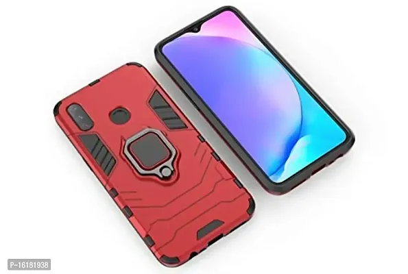 Mobcure D5 Kickstand Heavy Duty Shockproof Armour Rugged Back Case Cover for Realme 3 with Finger Ring Holder (Red)-thumb2