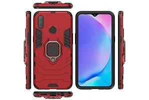 Mobcure D5 Kickstand Heavy Duty Shockproof Armour Rugged Back Case Cover for Realme 3 with Finger Ring Holder (Red)-thumb4