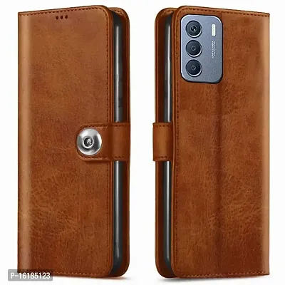 Mobcure Genuine Leather Finish Flip Back Cover Case | Inbuilt Pockets  Stand | Wallet Style | Designer Tich Button Magnet Case for Infinix Zero 5G 2023 -Tan Color