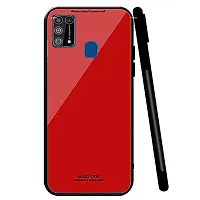 Mobcure Toughened Glass Back for Samsung Galaxy M31 I Plain Case Cover - Red-thumb1